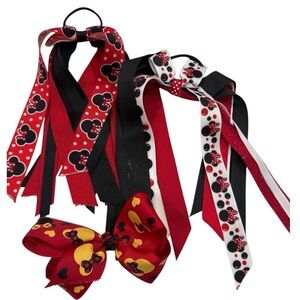 Disney Minnie‎ Mouse Hair Bow Set - Red, Black, Yellow Homemade
